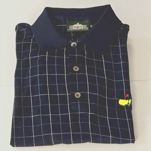 Master's Augusta Clubhouse Collection Mens Navy Blue Grid Polo Medium W/…